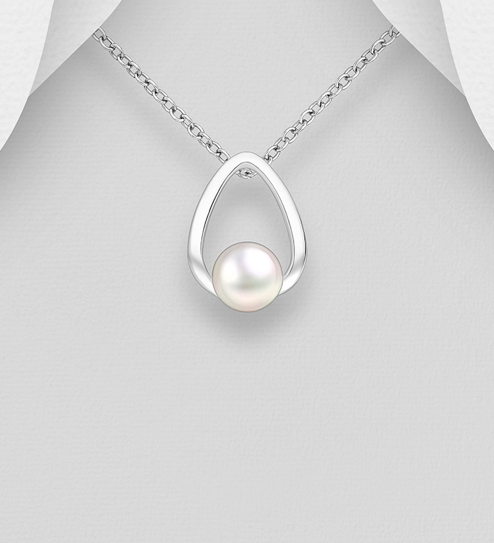 382-6595 - Wholesale 925 Sterling Silver Pendant, Decorated with Freshwater Pearl