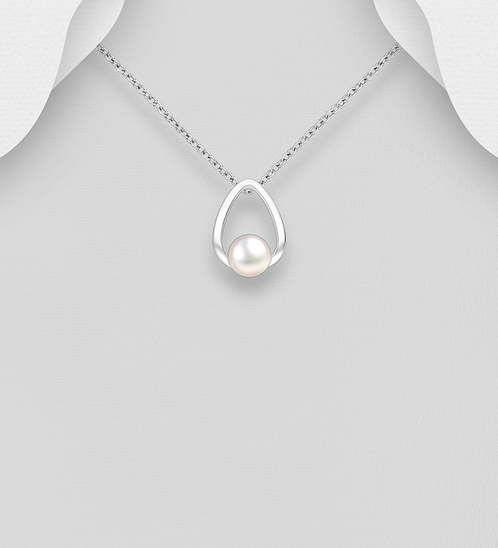 382-6595 - Wholesale 925 Sterling Silver Pendant, Decorated with Freshwater Pearl