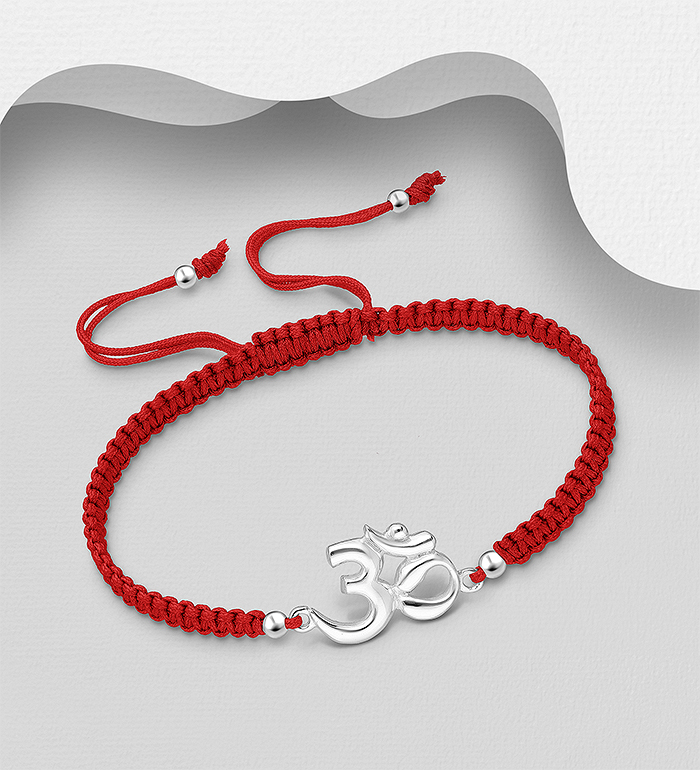 Wholesale 925 Sterling Silver Om with Adjustable Thread Bracelet - SKU #706-14949