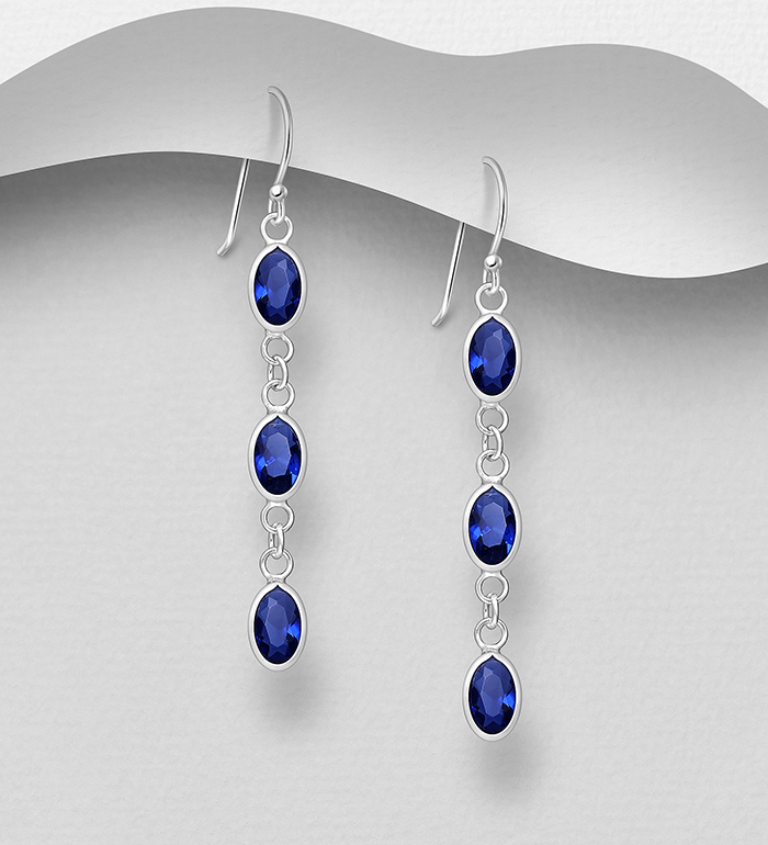 701-11564 - Wholesale 925 Sterling Silver Dangling Earrings Decorated with CZ Simulated Diamonds