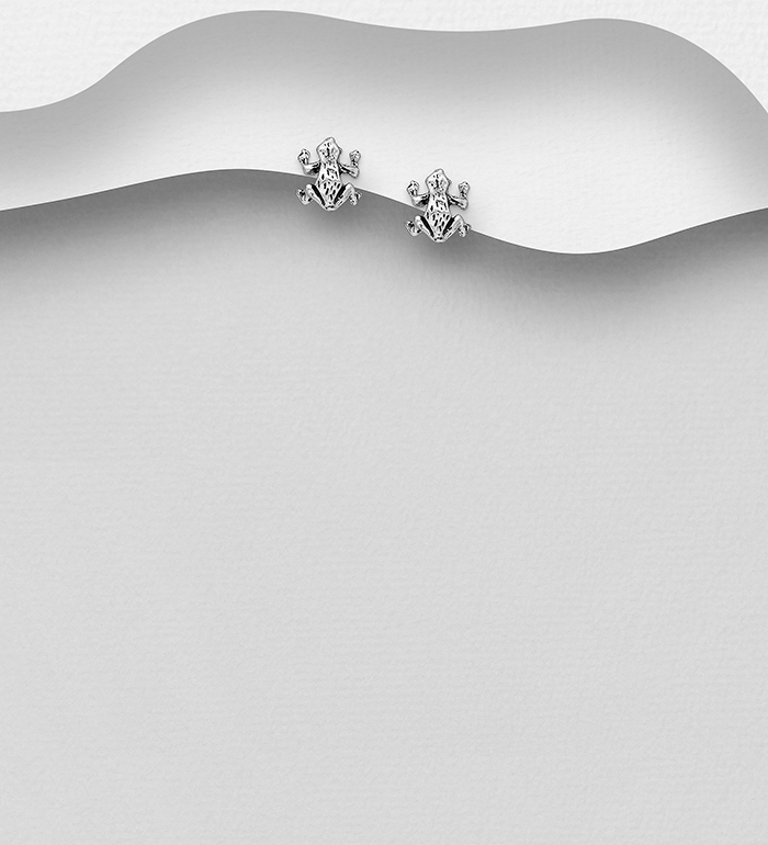 Wholesale 925 Sterling Silver Frog Push-Back Earrings - SKU #1068-1305