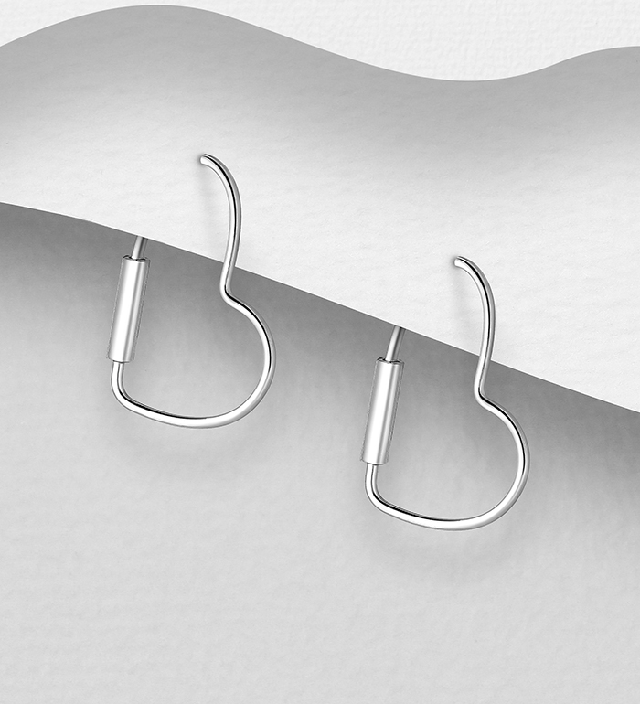 706-24857 - Wholesale 925 Sterling Silver Heart Hoop Earrings