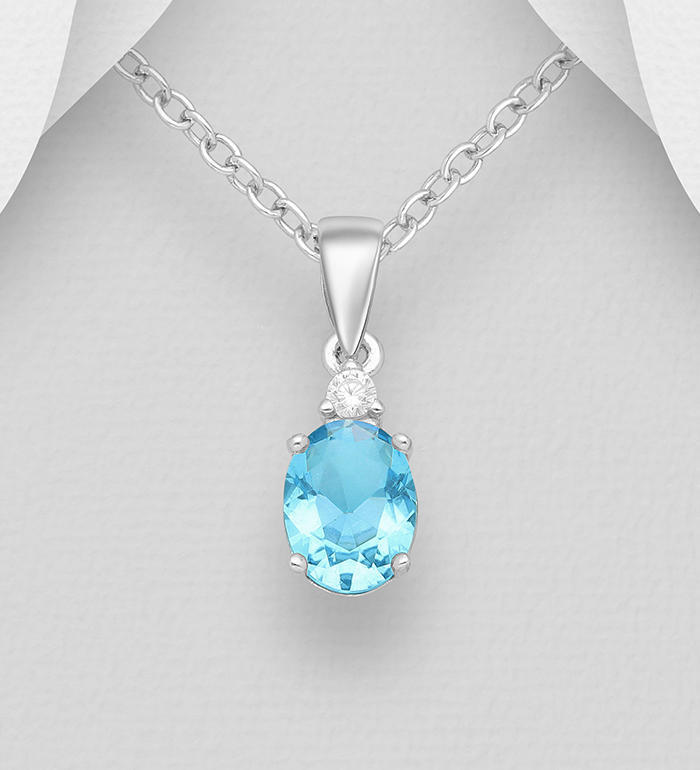 701-22171 - Wholesale 925 Sterling Silver Oval Pendant Decorated with CZ Simulated Diamonds