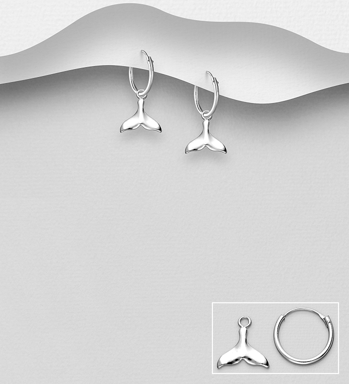 706-28955 - Wholesale 925 Sterling Silver Whale Tail Hoop Earrings