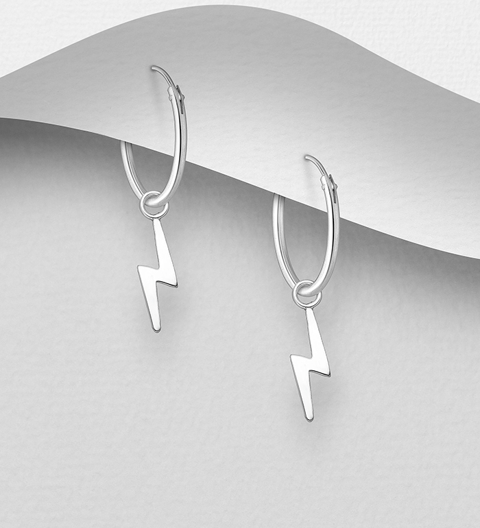 706-29946 - Wholesale 925 Sterling Silver Lighting Hoop Earrings