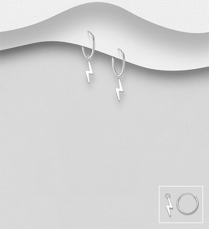 706-29946 - Wholesale 925 Sterling Silver Lighting Hoop Earrings