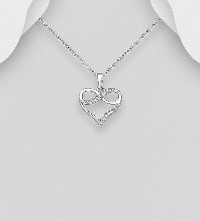 701-23711 - Wholesale 925 Sterling Silver Heart And Infinity Pendant Decorated with CZ Simulated Diamonds