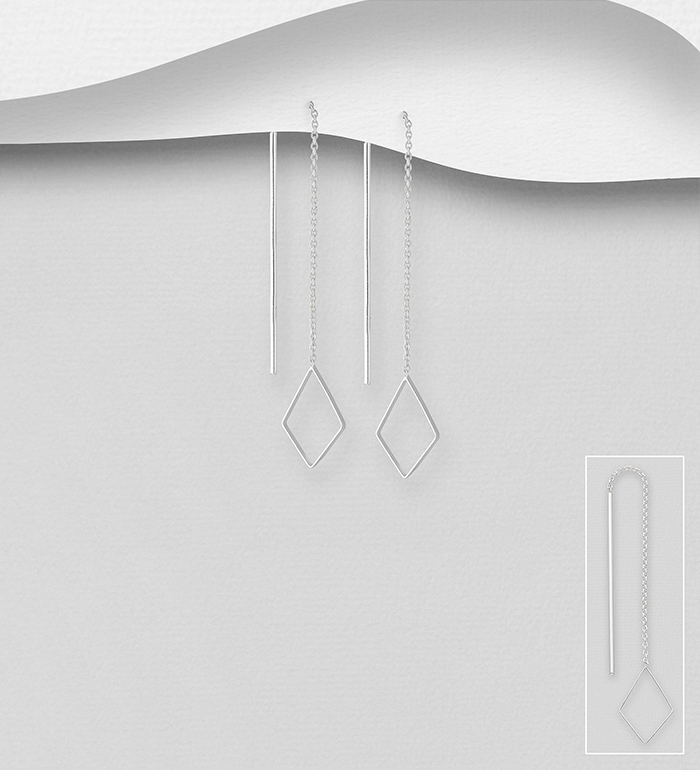 Wholesale 925 Sterling Silver Rhombus Threader Earrings - SKU #706-31333