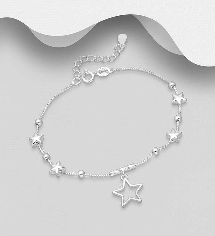 Italian Delight - Wholesale 925 Sterling Silver Star Bracelet, Made in Italy. - SKU #706-31639