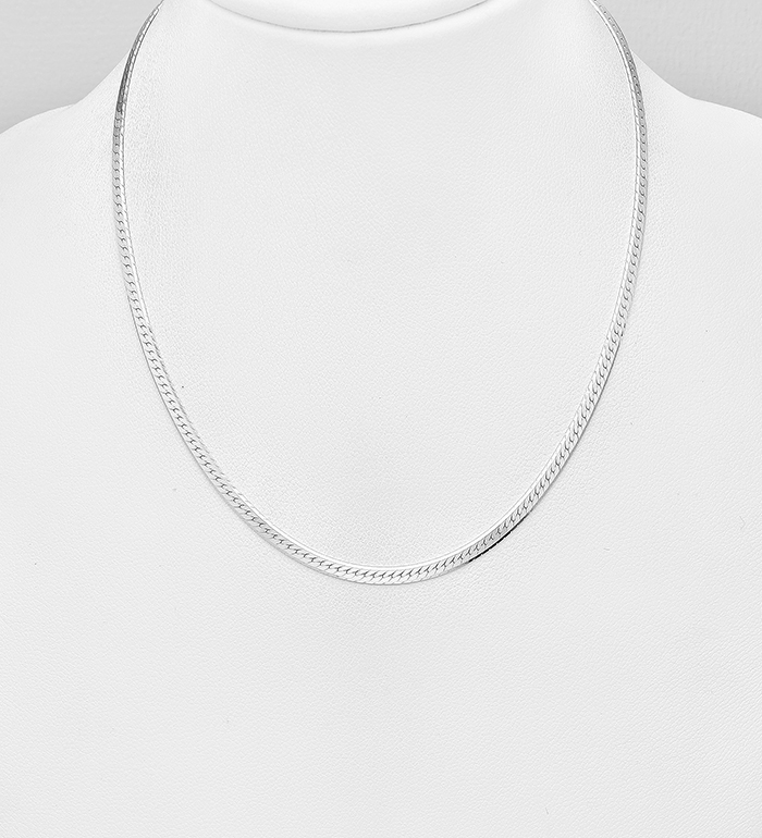 Italian Delight - Wholesale 925 Sterling Silver Flat Snake Necklace, 2.6 mm Wide, Made in Italy. - SKU #1563-932