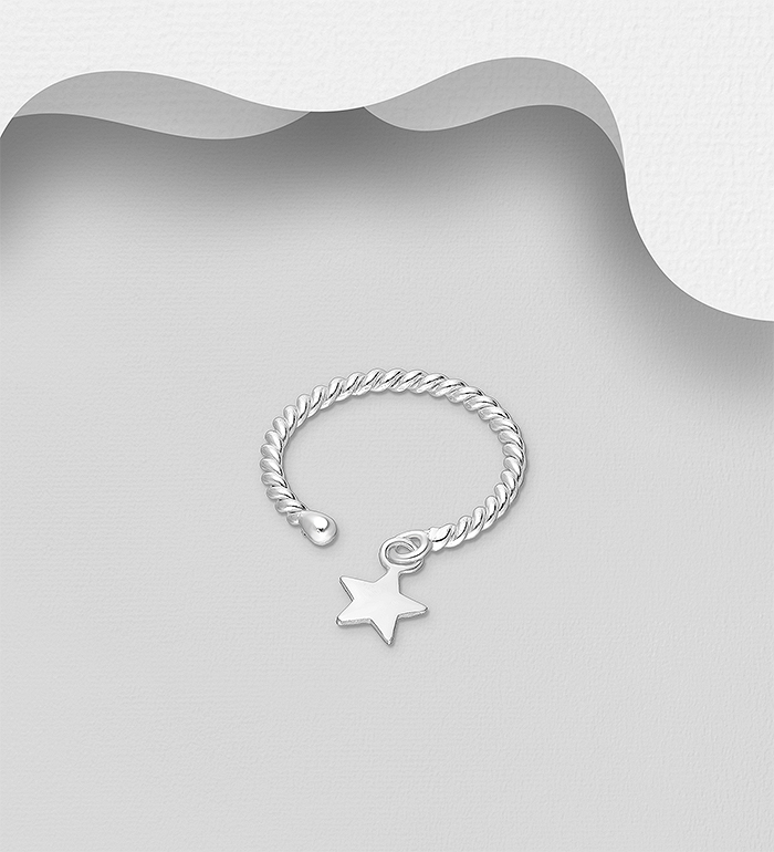 Wholesale 925 Sterling Silver Star Adjustable Ring - SKU #706-36599