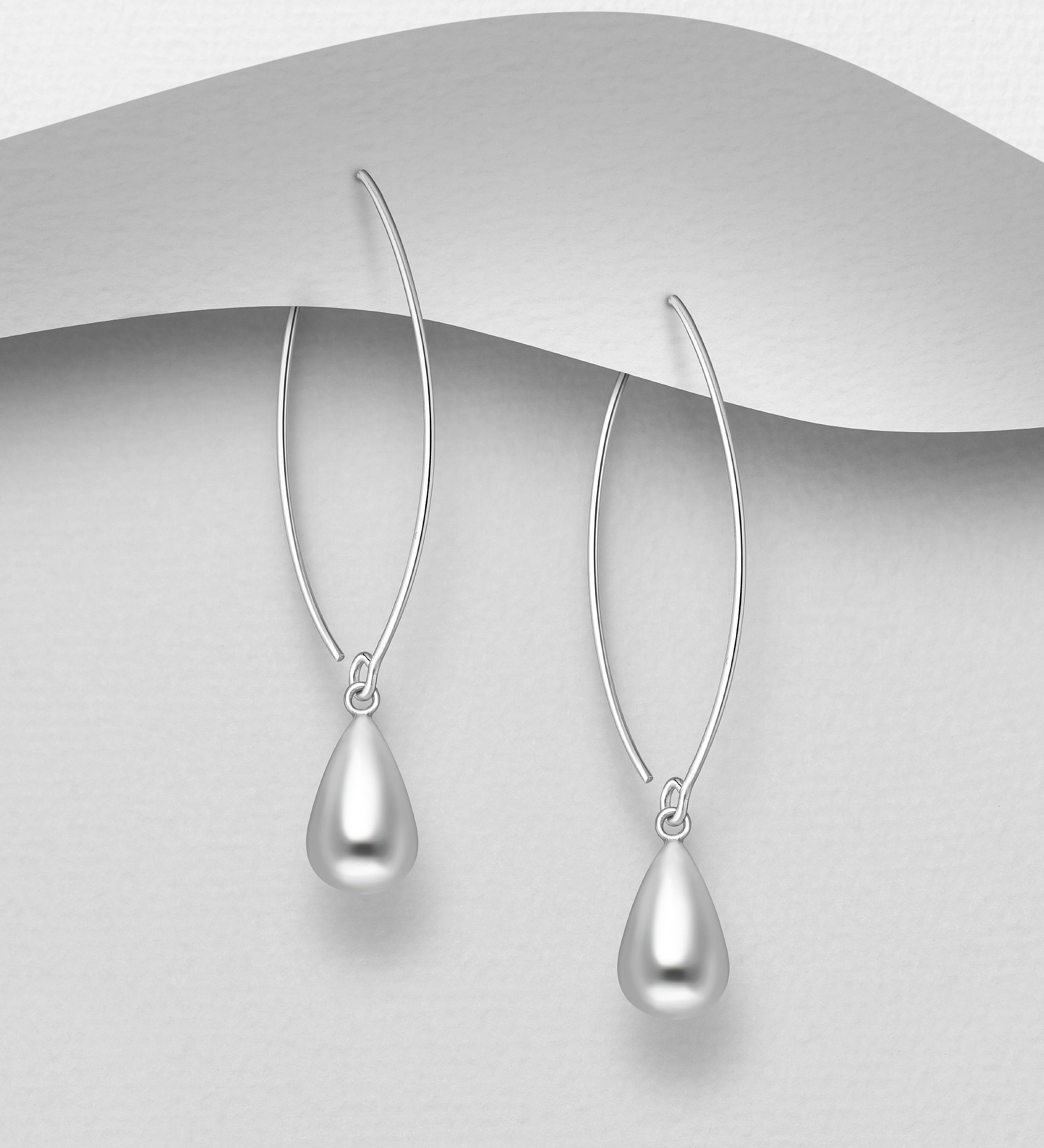 Wholesale 925 Sterling Silver Droplet Hook Earrings - SKU #706-37393