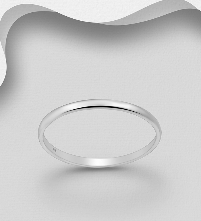 11-33 - Wholesale 925 Sterling Silver Band Ring, 2 mm Wide 