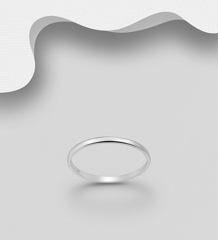 11-33 - Wholesale 925 Sterling Silver Band Ring, 2 mm Wide 