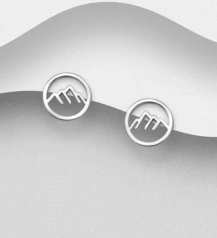 Wholesale 925 Sterling Silver Mountain Push-Back Earrings - SKU #706-37931