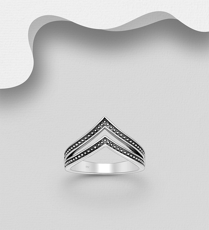 Wholesale 925 Sterling Silver Oxidized Chevron Ring - SKU #706-39241