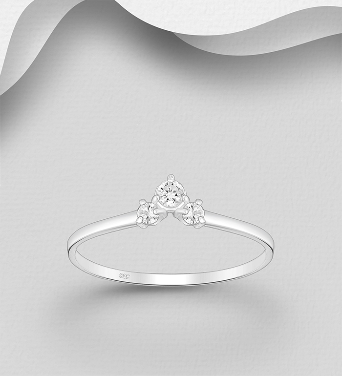 701-33661 - Wholesale 925 Sterling Silver Ring, Decorated with CZ Simulated Diamonds