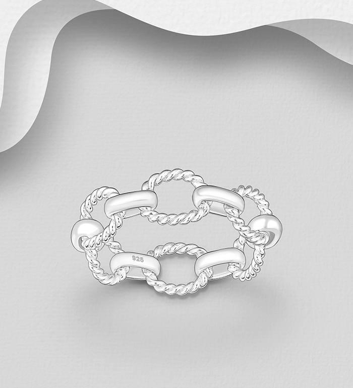Wholesale 925 Sterling Silver Chain Link Ring - SKU #706-39951