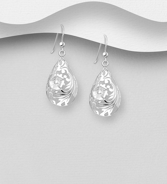 Wholesale 925 Sterling Silver Flower Hook Earrings - SKU #706-6685